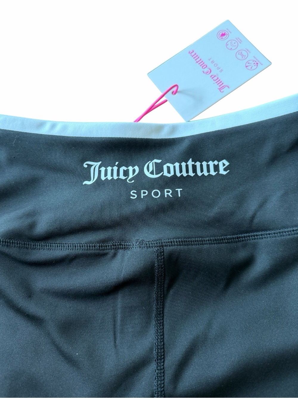 🖤Juicy Couture Sport Black Athletic Shorts with White Blue Waistband. NWT - Picture 2 of 15